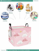 FANKANG Square Nursery Hamper Storage Bins Canvas Laundry Basket Foldable with Waterproof PE Coating Storage Baskets Gift Baskets for Children, Office, Bedroom, Clothes（Square-pink cloud ） by TinyTreasures Baby Boutique