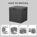 35 Gallon Lockable Resin Deck Box, Waterproof & UV-Resistant Outdoor Storage Box for Outdoor Cushion Storage, Garden Tools & Pool Accessories Storage, Black by CozyNest Decor
