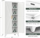 71'' Farmhouse Metal Storage Cabinet with Barn Doors,Steel File Cabinet for Home Office,Kitchen Pantry 4 Adjustable Shelves,Freestanding Cupboard for Kitchen,for Home Office,School (White) by CozyNest Decor