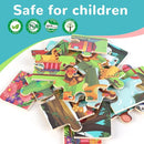 Wooden Educational Jigsaw Puzzles for Preschool Kids Ages 3-5, 4-Pack with 20 Pieces Dinosaur, Space, Transportation Wood Puzzles Set, Toddler Brain Teaser Toys, Gifts for Boys Girls Ages 3 4 5 6 by TinyTreasures Baby Boutique