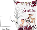 Personalized Baby Crib Bedding Set for Baby Girls, Rose Animal Pattern Custom Name 5-Pcs, Toddler Double Layer Blanket Fitted Sheets Changing Pad Cover Rug Wall Art Set by TinyTreasures Baby Boutique