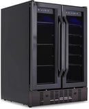 NewAir 24" Dual Zone Wine and Beverage Refrigerator, 18 Bottle & 58 Can, French Door Built-In Fridge with Lock, Black Stainless Steel Cooler, Digital Thermostat, Adjustable Shelves by CozyNest Decor