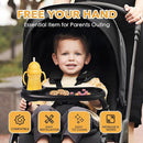 Snack Tray Compatible with Mockingbird,Nuna,Evenflo Stroller,Adjustable Stroller Snack Tray with Cup Holder and Phone Holder, Stroller Accessories Black by TinyTreasures Baby Boutique