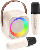 Karaoke Machine for Kids, Toys for 3-12 Years Old Girls Gifts, Kids Karaoke Microphone Machine Toy, Best Fun Christmas Birthday Gifts for 5 6 7 8 9 10 11 Years Teens Girl Boys Beige 2 Mic by TinyTreasures Baby Boutique