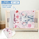 Personalized Baby Crib Set, 5 Pcs Custom with Name, Soft Elephant Crib Bedding, Double Layer Toddler Infant Bedding, New Parents Gifts by TinyTreasures Baby Boutique