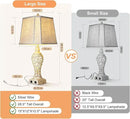 28.5" Table Lamps Set of 2 - Bedside Lamp with Fabric Shades - for Bedroom and Living Room with USB and Nightlight - Perfect for Nightstands and Bedrooms by CozyNest Decor