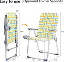 VINGLI Aluminum Patio Lawn Chairs Folding Set of 2 with Detachable Cup Holder, Webbed Beach Chair Folding Chair Outdoor Portable Camping Chair for Yard, Garden by GreenHaven Gardens