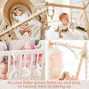 Little Dove Foldable Wooden Play Gym With 6 Toys - Infant Activity Gym for Baby Girls and Boys With Hanging Bar - Montessori Newborn Gift by TinyTreasures Baby Boutique