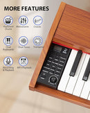 88 Key Digital Piano Keyboard for Beginners - Full Size Semi Weighted Wooden Electric Piano Set with Stand, Triple Pedal, Headphone,Carry Bag - Supports USB-MIDI Connecting (Wood Grain Brown) by TinyTreasures Baby Boutique