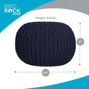 BIRDROCK HOME Round Pouf Ottoman | Cotton Braided Foot Stool with Bean Bag Filling | Boho Foot Rest for Living Room & Bedroom | Compact & Comfortable Seating, Lightweight & Soft | Navy by CozyNest Decor
