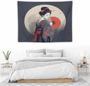 Japanese Woman Geisha Tapestry Asian Red Cherry Blossom Red Sun Traditional Kimono Folk Tapestries Home Decor for Living Room Bedroom Apartment Farmhouse Dorm 40"x30" by CozyNest Decor