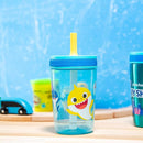 Zak Designs Baby Shark Kelso Tumbler Set, Leak-Proof Screw-On Lid with Straw, Bundle for Kids Includes Plastic and Stainless Steel Cups with Bonus Sipper (3pc Set, Non-BPA)15 fl oz. by TinyTreasures Baby Boutique