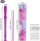 Recorder Instrument for Beginner Kids Adults,8-Hole Soprano Descant Recorder Music Flute with with Cleaning Rod & Leather Case For School Student Home Entertainment(2-Purple Blue Splash-ink) by TinyTreasures Baby Boutique