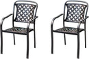 Outdoor Dining Chair Cast Aluminum Patio Chairs Set of 2 All-Weather Patio Dining Chair with Adjustable Feet for Backyard Garden (Flange Chair) by GreenHaven Gardens