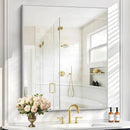 Silver Bathroom Mirror for Wall, 30x36 Inch Rectangle with Metal Frame, Modern Vanity for Bathroom Living Room, Entryway Hangs Horizontal or Vertical by CozyNest Decor
