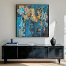Framed Blue Modern Abstract Wall Art, Large Canvas Paintings Artwork for Walls, Minimalist Art Prints Pictures for Living Room, Hallway, Bedroom, Office, Bathroom Wall Decor -24x24 Inch by CozyNest Decor
