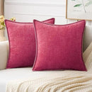 MIULEE Pack of 2 Couch Throw Pillow Covers 18x18 Inch Hot Pink Farmhouse Decorative Pillow Covers with Stitched Edge Soft Chenille Solid Dyed Spring Pillow Covers for Sofa Bed Living Room by CozyNest Decor