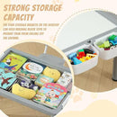 Multi Functional Kids Table and 2 Chairs Set, Graffiti & Building Blocks Double-Sided Tabletop, Toddler Play Table with Drawers, Large Storage Space, Gift for Boys/Girls, Gray by CozyNest Decor