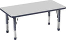 FDP Rectangle Activity School and Kids Classroom Table (24 x 48 inch), Toddler Legs, Adjustable Height 15-24 inches - Gray Top and Navy Edge by CozyNest Decor