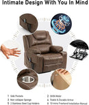 Large Power Lift Chairs Recliners for Elderly with Heated and Massage, Upgraded Dual Motor Lay Flat Recliners, 25in Extra Wide Seat, Cup Holder, Side Pocket…, Brown/Breathing Leather by CozyNest Decor