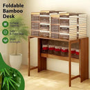 39.37" Bamboo Folding Desk,Space-Saving Computer Desk for Small Spaces, Foldable Study Table for Bedroom, Home Office, Dorm, Apartment (Brown) by CozyNest Decor