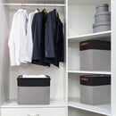Large Fabric Storage Baskets | 50L Storage Bins, Decorative Linen Closet Baskets with Handles for Organizing, Shelf, Toys, Clothes, Home, Office, Nursery, 17x12x15Inches (Gray&Black) by TinyTreasures Baby Boutique