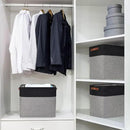 Large Fabric Storage Baskets | 50L Storage Bins, Decorative Linen Closet Baskets with Handles for Organizing, Shelf, Toys, Clothes, Home, Office, Nursery, 17x12x15Inches (Gray&Black) by CozyNest Decor