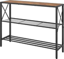 Hoctieon Industrial Console Table, 3 Tier Entryway Table, Hallway Table, Narrow Sofa Table with Shelves, Entrance Table for Entryway, Living Room, Foyer, Hallway, Office, Rustic Brown&Black by CozyNest Decor