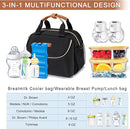 Breastmilk Cooler Bag with Ice Pack Fits 6 Baby Bottles up to 9 Ounce, Wearable Breast Pumps Cooler Bag for Nursing Mom Daycare, Work, Travel- Black by TinyTreasures Baby Boutique