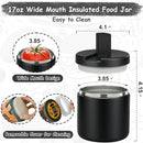 19oz Insulated Vacuum Food Jar with Buckle Lid Wide Mouth Soup Thermo for Hot Food Kids Leakproof Stainless Steel Lunch Container- Black-1Pack by TinyTreasures Baby Boutique