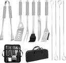 11Pcs Stainless Steel BBQ Grilling Accessories Set, Dad Gifts for Fathers Day Grilling Gifts,Portable Practical Grill Tools Utensils Kit with Storage Bag for Outdoor Grill Camping Backyard by GreenHaven Gardens