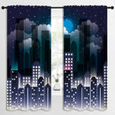 Superhero Rod Pocket Blackout Curtains for Boy Girl Bedroom, Violet Night Sky Buildings Cityscape Thermal Insulated Home Window Drapes for Living Room Darkening, 72x63 inch by TinyTreasures Baby Boutique