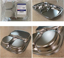 Korean Stainless Steel Divided Plates, Kids Toddlers Babies Tray, BPA Free, Diet Food Control, Camping Dishes, Compact Serving Platter, Dinner Snack, 3 Compartment Plate Silver, Set of 2 by TinyTreasures Baby Boutique