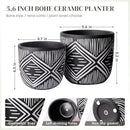 6 Inch Boho Planter Pots with Drainage Holes, 2 Pcs Terracotta Pots, Ceramic Plant Pots for Indoor Plants, Ferns, Vines, Succulents, and Outdoor Plants Growing, Gift for Plant Lovers（Black） by GreenHaven Gardens