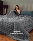 Pawque Super Soft Cozy Throw Blanket Queen Size for Couch Bed, Fluffy Sherpa Fleece Reversible Thick Warm Fuzzy Blanket for All-Season, 3D Checkered Jacquard Decorative Blankets, Grey, 90"x90" by CozyNest Decor