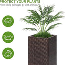 LEWIS&WAYNE Set of 2 Tall Planters for Outdoor Plants Handmade 24'' Wicker Tall Square Planter Box with Removable Liners Modern Planter for Indoor Outdoor Garden Patio Front Porch - Brown by CozyNest Decor