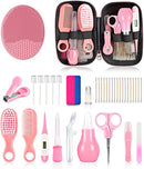 Baby Grooming and Healthcare Kit, Portable Baby Safety Care Set with Hair Brush Comb Nail Clipper Nasal Aspirator for Nursery Newborn Infant Girl Boy (25 in 1 Pink) by TinyTreasures Baby Boutique