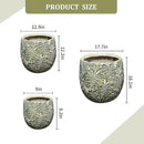 Craft flowerpots 18"+13"+19" Dia Round Concrete Planter Set of 3 Large Outdoor/Indoor Planter Pots Containers with Drainage Holes and Rubber Plug for Home Garden (Green, Large) by CozyNest Decor