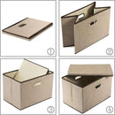 PRANDOM Large Collapsible Storage Bins with Lids [1-Pack] Jute Fabric Foldable Storage Boxes Organizer Containers Baskets Cube with Cover for Home Bedroom Closet Office Nursery (17.7x11.8x11.8) by CozyNest Decor