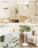 Masupu Round Side Table, Small Drink Table for Small Spaces, Pedestal End Table with Solid Wood Leg for Living Room, Bedroom, Corners(Marble White) by CozyNest Decor