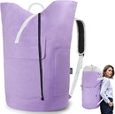 Laundry Bag Backpack, 125L Extra Large Travel with Shoulder Straps, Adjustable & Extendable Design, Laundry Hamper Bag with 3 Pockets for Laundromat, College, Travel, Camping (Purple) by TinyTreasures Baby Boutique
