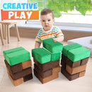 The Original Premium Plush Building Block for Kids - Certified Safe Foam Blocks in Luxuriously Soft Fabric Covers - Set of 24 (Earth) by TinyTreasures Baby Boutique