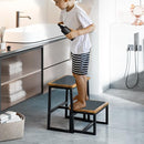 Step Stool for Adults,Holds up to 500Lb,3 in1 Heavy Duty Sturdy Two StepStools for Kichen/Bathroom/High beds, Wooden&Metal Frame, Non-Slip Pads by TinyTreasures Baby Boutique
