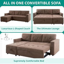 Naomi Home Transform Any Space: Sleeper Sectional Sofa with Convertible Sofa Bed & Inviting Chaise. Find Tranquil Comfort with Stress-Relieving Design & Durable Cushions - Mocha/Velvet by CozyNest Decor