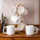 AmorArc 14oz Coffee Mugs Set of 6, Speckled Ceramic Coffee Mugs with Large Handle & Wavy Rim for Latte/Hot Cocoa/Tea, Coffee Cups for Men Women. Oven, Dishwasher&Microwave Safe, Speckled White by CozyNest Decor
