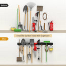 Garage Tool Organizer Wall Mount 11 PCS Garden Tool Organizer Adjustable Garage Organizers with 8 Heavy Duty Hooks, Max Load 500lbs Garage Storage for Yard Garden Tools, Shovels, Trimmers, Hoses