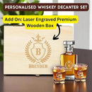 Personalized Square Whiskey Decanter Set for Men 750ml Luxury Gift for Valentine's, Birthdays, Anniversaries - Liquor Decanters with 2 or 4 Glasses Retirement, Weddings - 24 Engraved Design Options by CozyNest Decor