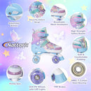 Nattork Kids Roller Skates for Girls Boys Kids, 4 Sizes Adjustable Quad Skates Butterfly and Flower with All Light up Wheels - Birthday Gift for Indoor Outdoor Sports by TinyTreasures Baby Boutique