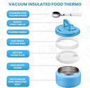 Soup Thermo for Hot Food Kids 13.5oz Lunch Containers with Buckle Lid Wide Mouth Hot Food Jar Vacuum Insulated Stainless Steel Bento Box Leakproof with Spoon(Blue) by TinyTreasures Baby Boutique