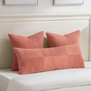Fancy Homi Set of 2 Coral Boho Long Lumbar Body Decorative Throw Pillow Cover 14x36 Inch for Bed Couch Bedroom Bench, Soft Patchwork Corduroy Textured Pillow Case, Rustic Farmhouse Room Décor by CozyNest Decor